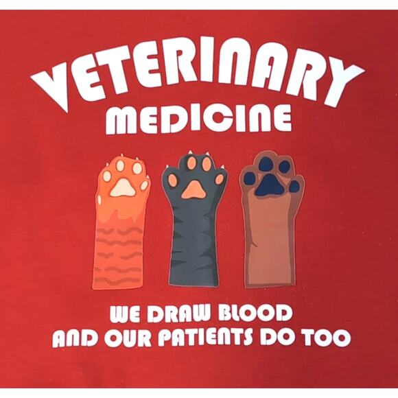 Veterinary Vet Graphic Gildan Heavy Blend Sweatshirt Crewneck Mens L Red Fleece - Picture 2 of 13